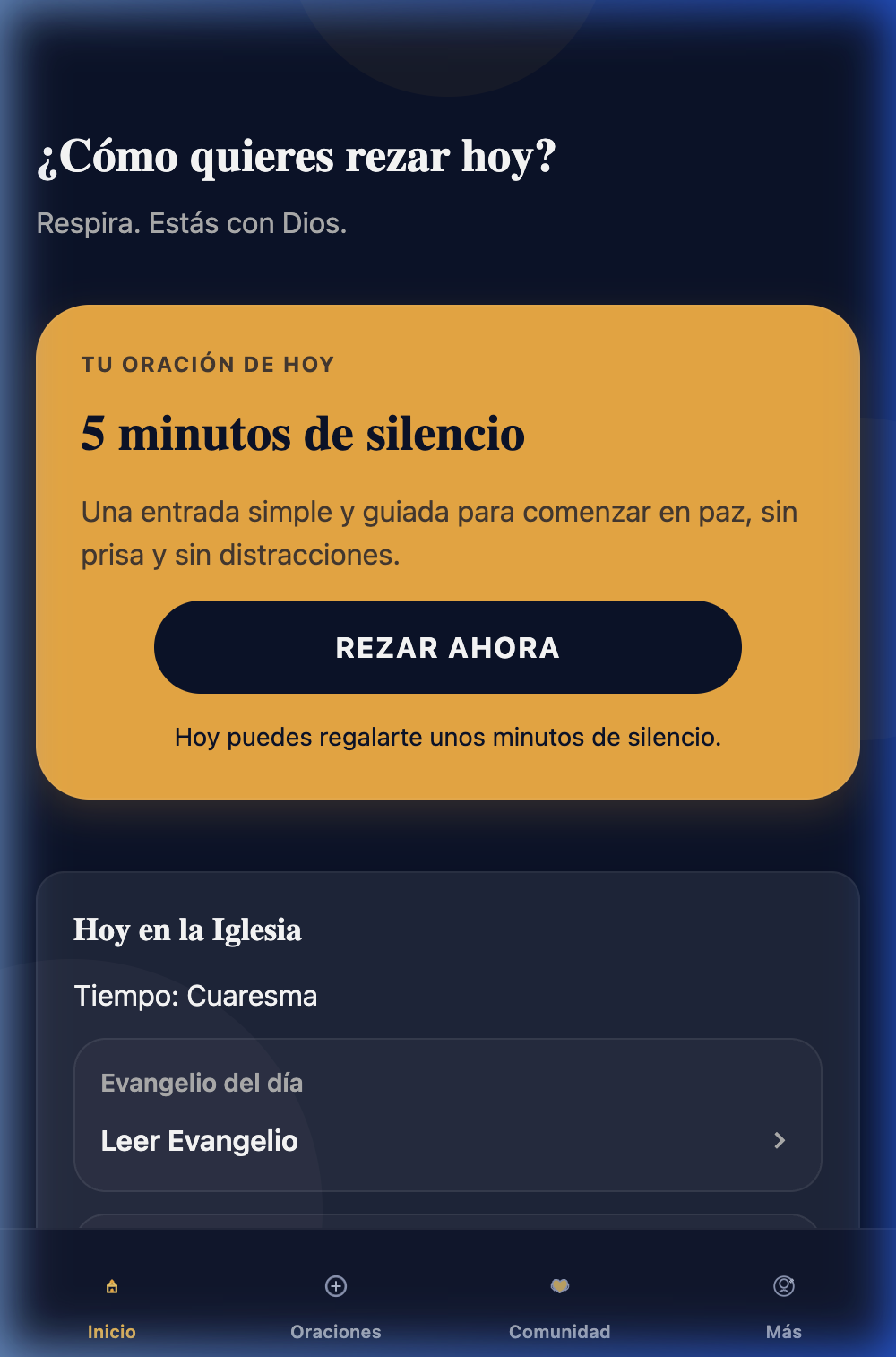 Plan diario en la app Oración