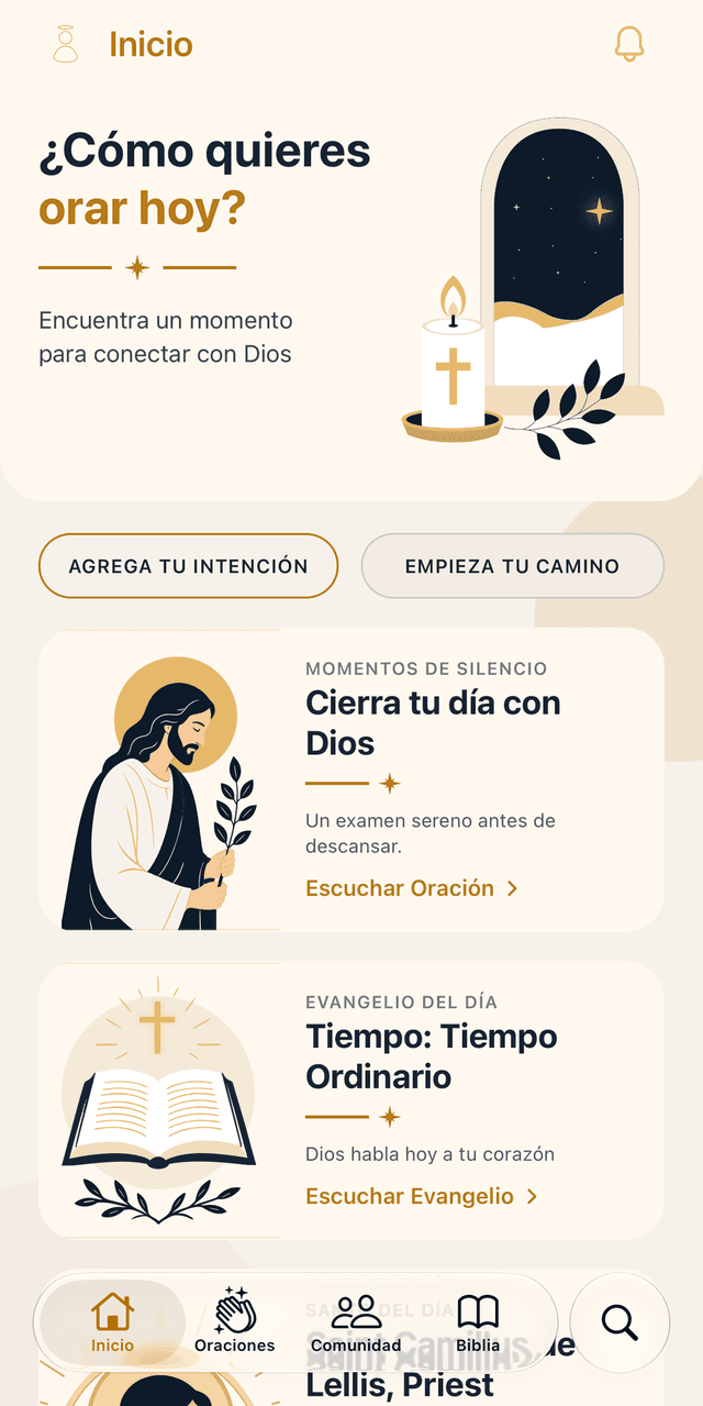 Pantalla principal de Jessya — plan diario de oración